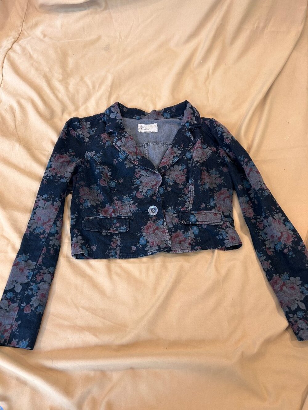 Free People Floral Denim Blazer